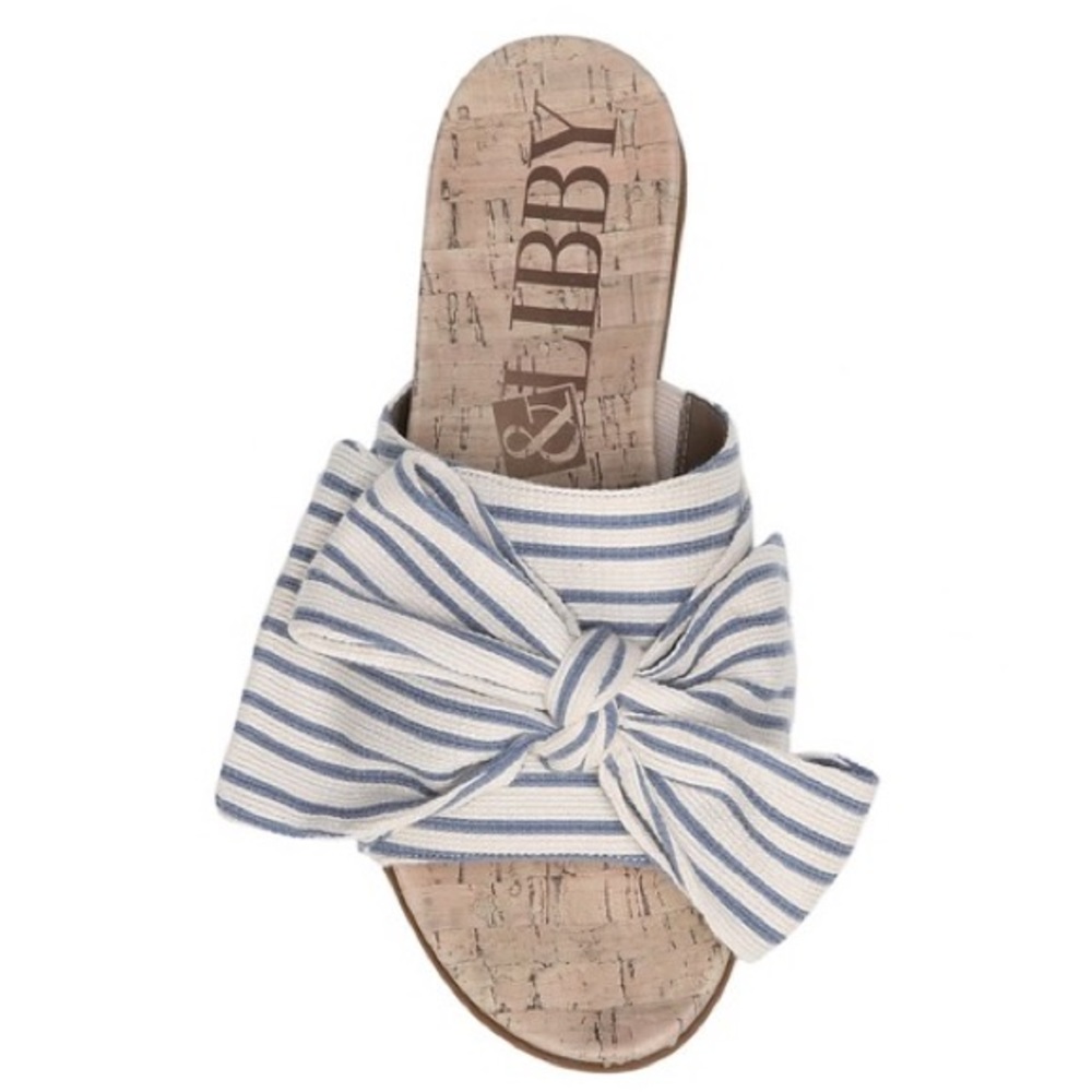 Sam & Libby Striped Bow Slide Sandals